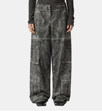 Pantalon wide leg imprimé effet cuir - Pinko - Noir