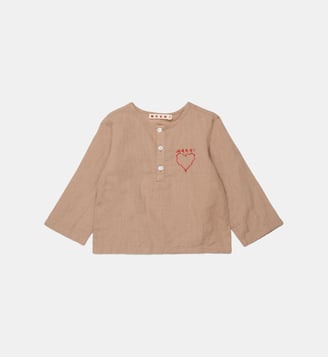 Chemise à manches longues avec logo - Marni - Brun