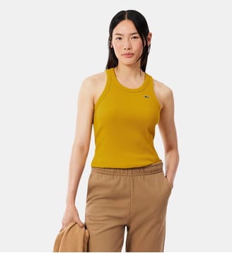 Débardeur slim fit coton côtelé - Lacoste - Jaune miel