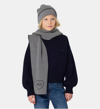 Pull tricot siglé - Chloe Kids - Bleu amirakl