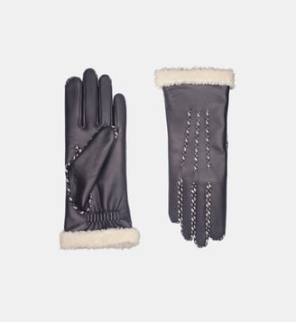 Gants Marie-Louise Femme Cuir Doublés Alpaga - Agnelle - Nuit