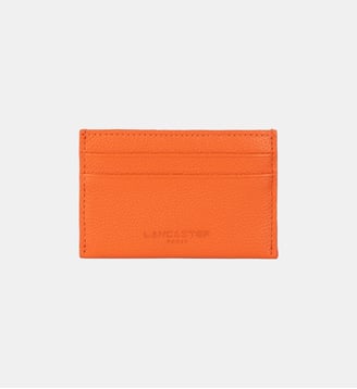 Porte-cartes Foulonné PM en cuir - Lancaster - Orange