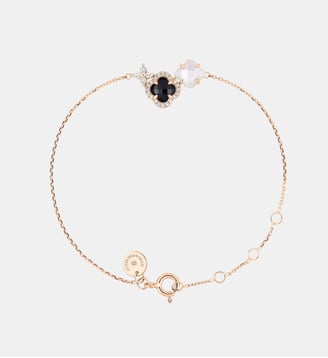 Bracelet, onyx, nacre blanche, diamants, or rose Morganne Bello