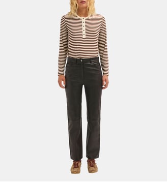 Pantalon droit en cuir vieilli - PAMELA - Pablo - Cinnamon