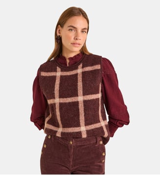 Pull Sans Manches En Alpaga Et Laine Mélangée Adrien - Maison 123 - Aubergine