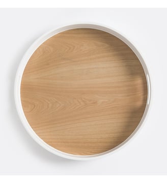 Plateau Ø 45,5 cm en placage frêne - La Redoute Interieurs - Naturel et blanc
