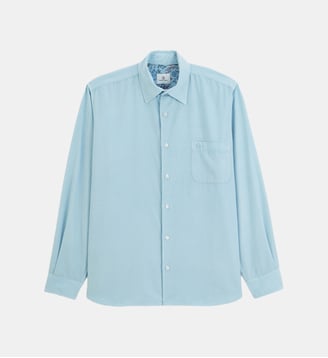 Chemise manches longues velours côtelé - Serge Blanco - Bleu clair