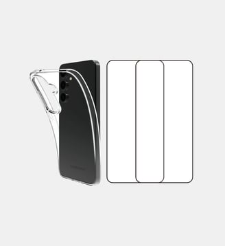 Pack Samsung S25 Coque + verre trempé - Essentiel B - Transparent