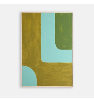 Toile peinte à la main, 70 x 100 cm - La Redoute Interieurs - Bleu turquoise