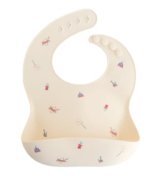 Bavoir à poche en silicone - Mushie - Écru