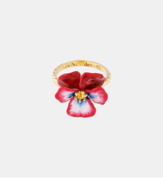 Bague cocktail pensée rouge et cristal taillé - Les Néréides - Rouge