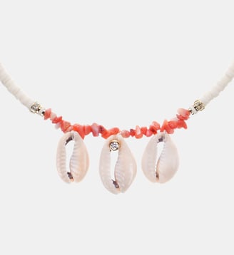 Collier de perles avec cauris BRONZETT - Hipanema - Corail