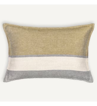 Housse de coussin lin épais - AM.PM - Rayé vert mousse