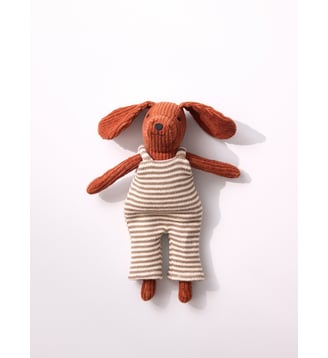 Peluche chien en velours avec salopette - Cyrillus - Marron