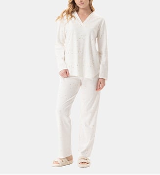 Pyjama en coton LUNA 102 - Lingerie Le Chat - Écru
