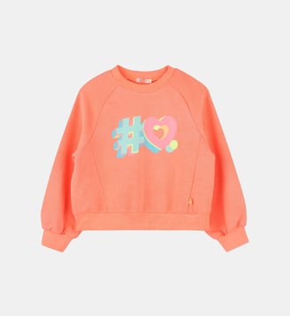 Sweat-shirt teinté en molleton - Billieblush - Corail fluo