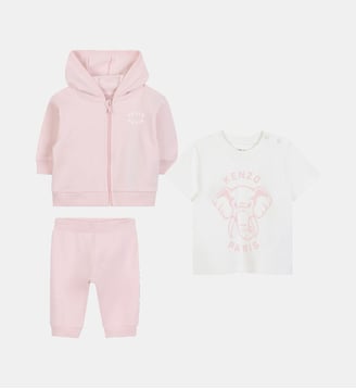 Ensemble tee-shirt + cardigan + pantalon - Kenzo Kids - Veiled rose