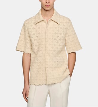 Chemise en coton broderie anglaise - Sandro - Écru