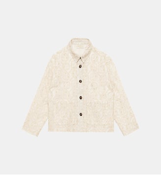 Veste col chemise imprimé ethnique VIRGINIE - La Petite Etoile - Écru et beige
