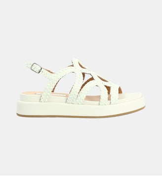 Sandale tressee bellart - cuir lisse - Charles Kammer - Blanc