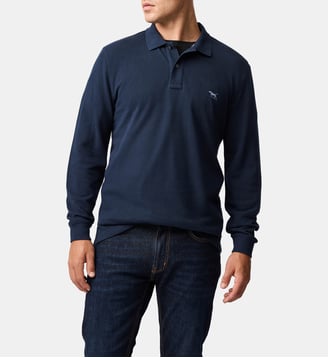 Polo uni slim en coton à manches longues The Gunn - Rodd & Gunn - Éclipse