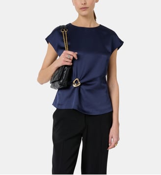Top drapé à bijou doré - CLAUDIE - Gerard Darel - Marine