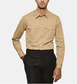 Chemise beige en gabardine coupe droite Atelier Privé