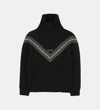 Pull avec col zippé montant - Hugo Kids - Black