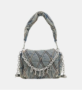 Charm-D-Petit sac bandoulière en denim matelassé - Diesel - Bleu foncé