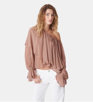 Blouse fluide large volant - Ikks - Marron