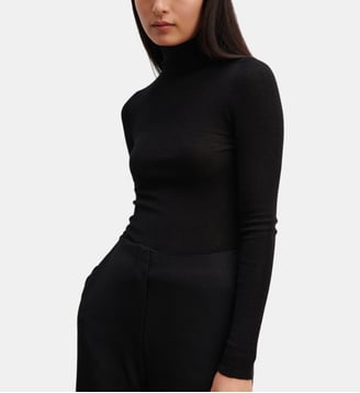 Pull slim col roulé en cachemire  - Bompard - Noir