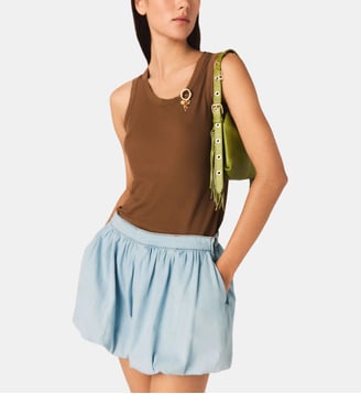 Short en chambray effet jupe ballon - Maje - Bleu ciel