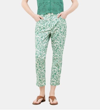 Pantalon pasonataprint - Motif floral - Coupe slim - Caroll - Vert
