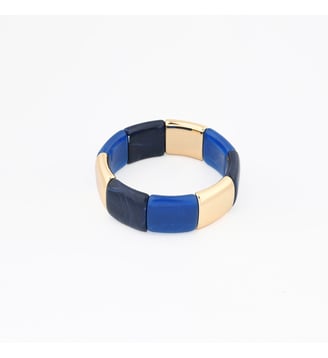 Bracelet élastique bleu et doré - Balaboosté - Bleu