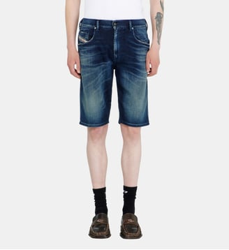Chino shorts en JoggJeans délavé - Diesel - Bleu foncé