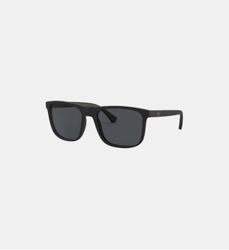 Lunettes de soleil carrées EA4129 - Emporio Armani - Noir mat