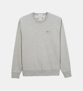 Sweat col rond Archives teinture old en coton - Serge Blanco - Gris chine