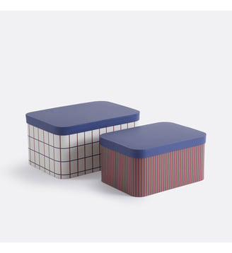 Lot de 2 boîtes gigognes à couvercle - La Redoute Interieurs - Multicolore
