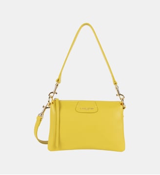 Sac pochette Dune 3 soufflets cuir grainé - Lancaster - Vert tilleul