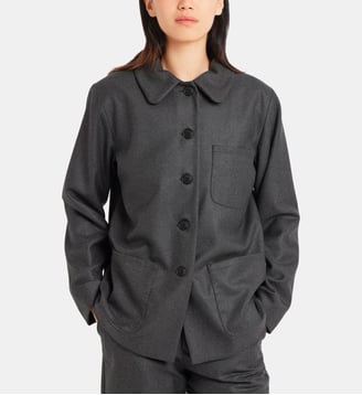 veste en gabardine de laine - Agnès b. - Chiné gris foncé