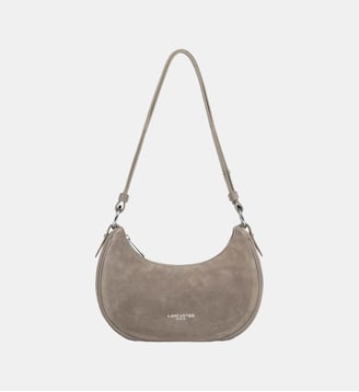 Sac à main demi lune en suède - Lancaster - Gris clair