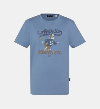 T-shirt university cartoon - Schott - Bleu acier