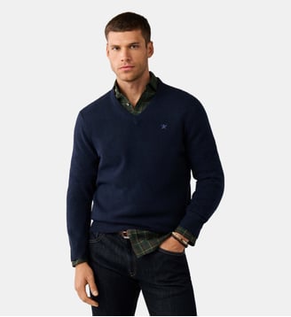 Pull En Laine D'agneau À Col V - Hackett London - Old navy