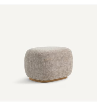 Repose-pieds, pouf en tissu chiné et base en chêne massif AM.PM