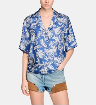 Chemise à imprimé floral - Sandro - Bleu et écru