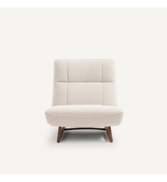 Fauteuil pied noyer et bouclette - AM.PM - Grège