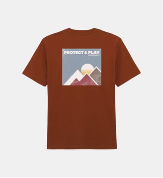 T-shirt manches courtes en coton printé - Serge Blanco - Rouille