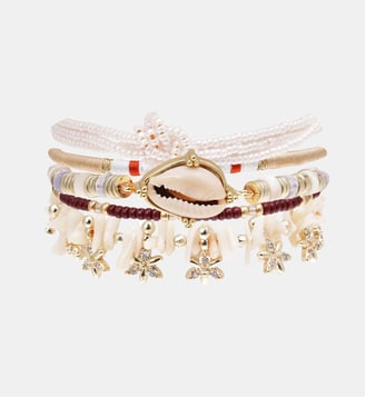 Bracelet manchette multiliens avec perles et pampilles FIORES - Hipanema - Blanc