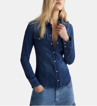 Chemise en toile denim avec broderie - Liu Jo - Denim foncé