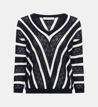 Pull en crochet à rayures contrastées - LORETTA - Gerard Darel - Marine